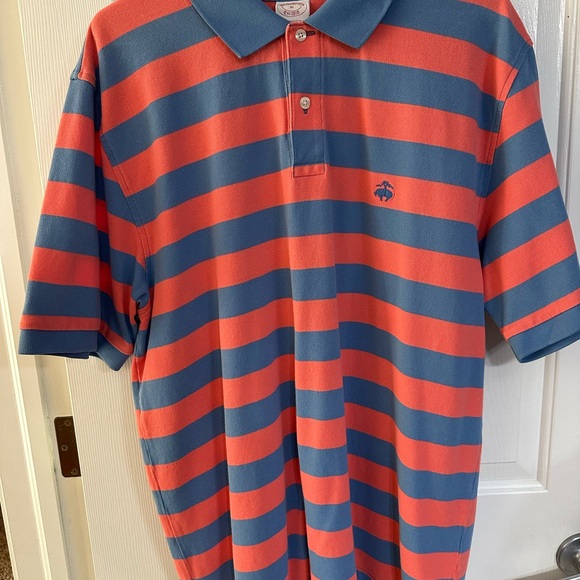 Men’s Brooks Brothers XL Blue and Pink Striped Polo Shirt EUC - Picture 1 of 2